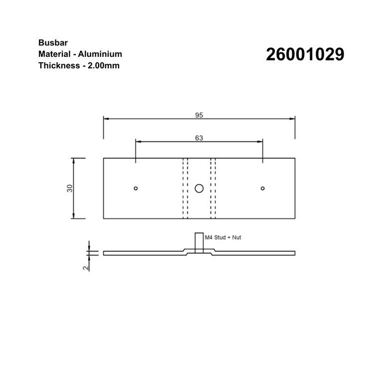 Aluminium Bus Bar 95X30X2 - Image 2